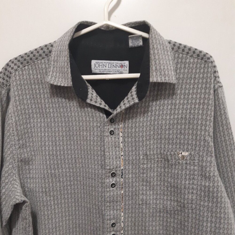 John Lennon Collection Retro Long Sleeve Button-Up Dress Shirt size Mens Large